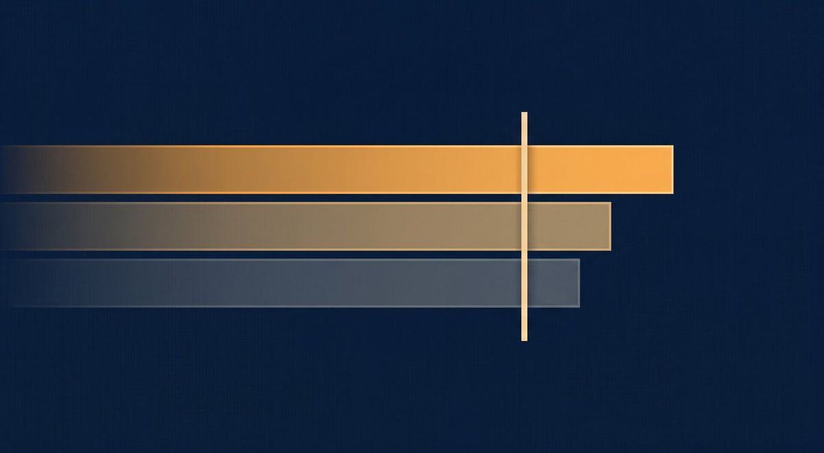 Three stacked horizontal bands, warm amber at the top, muted amber-grey in the middle, deep slate at the bottom.