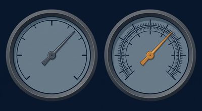 Two measurement dials side by side, an older single-needle gauge beside a newer multi-point scale with an amber needle.