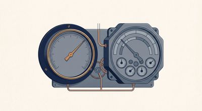 Two instruments giving conflicting readings, a polished gauge reading high beside a multi-source indicator reading lower.