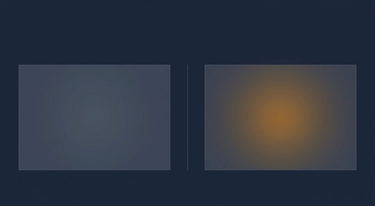 Two identical panels side by side, one a cooler control and one a warmer variant, differing in a single controlled respect.